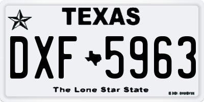 TX license plate DXF5963