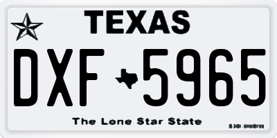 TX license plate DXF5965