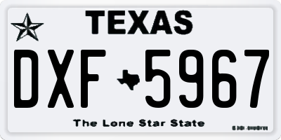 TX license plate DXF5967