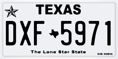 TX license plate DXF5971