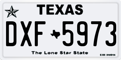 TX license plate DXF5973