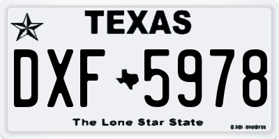 TX license plate DXF5978