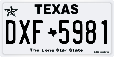 TX license plate DXF5981