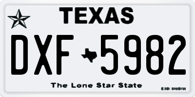 TX license plate DXF5982