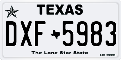TX license plate DXF5983