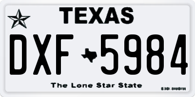 TX license plate DXF5984