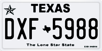 TX license plate DXF5988