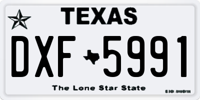 TX license plate DXF5991