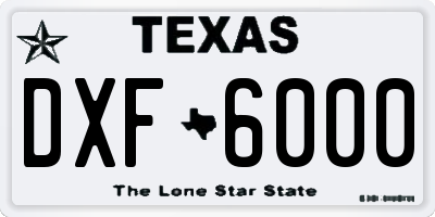 TX license plate DXF6000