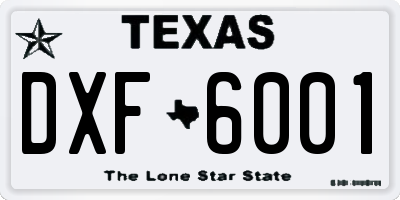 TX license plate DXF6001