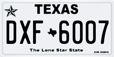 TX license plate DXF6007
