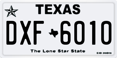 TX license plate DXF6010