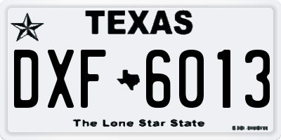 TX license plate DXF6013