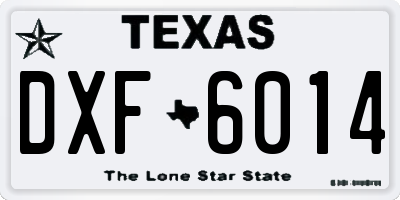 TX license plate DXF6014