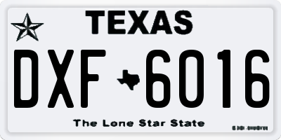 TX license plate DXF6016