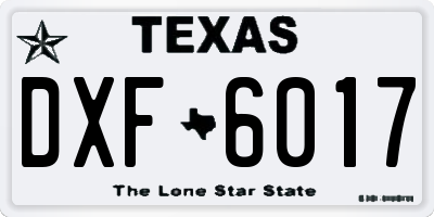 TX license plate DXF6017