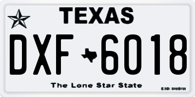 TX license plate DXF6018