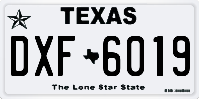 TX license plate DXF6019