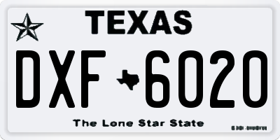 TX license plate DXF6020