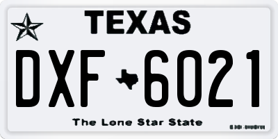 TX license plate DXF6021