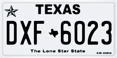 TX license plate DXF6023