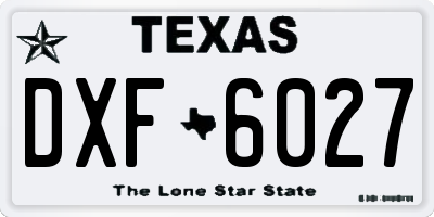 TX license plate DXF6027