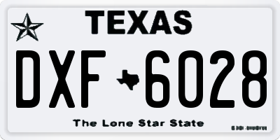 TX license plate DXF6028
