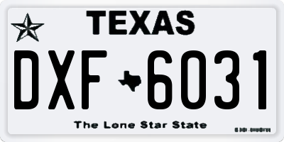 TX license plate DXF6031