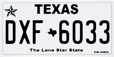 TX license plate DXF6033