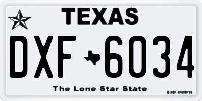 TX license plate DXF6034