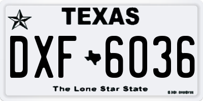 TX license plate DXF6036