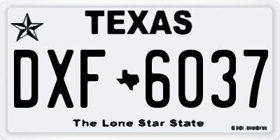 TX license plate DXF6037