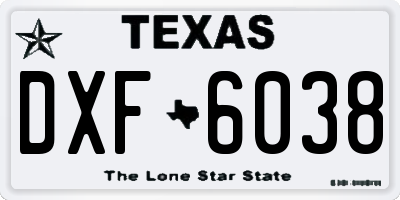 TX license plate DXF6038