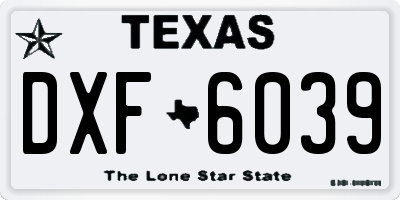 TX license plate DXF6039