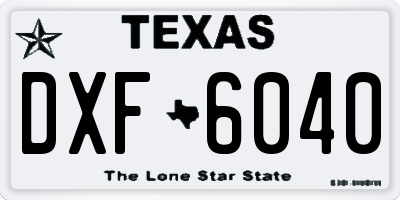TX license plate DXF6040