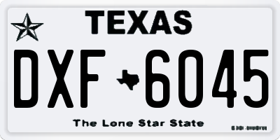 TX license plate DXF6045