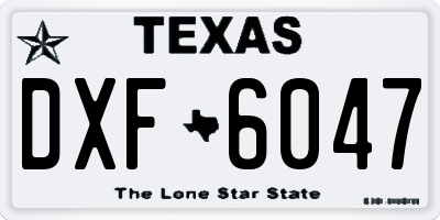 TX license plate DXF6047