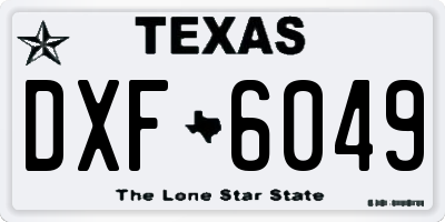 TX license plate DXF6049
