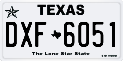 TX license plate DXF6051