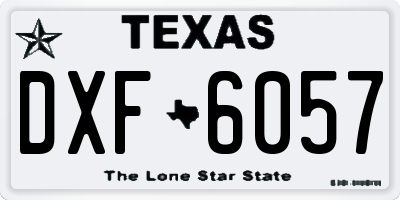 TX license plate DXF6057