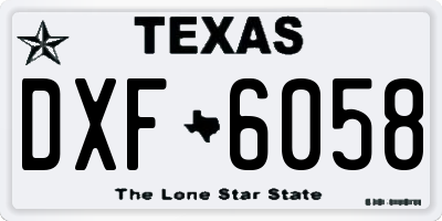 TX license plate DXF6058