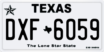 TX license plate DXF6059