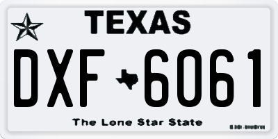 TX license plate DXF6061