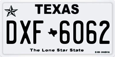TX license plate DXF6062