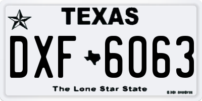 TX license plate DXF6063