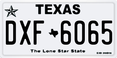 TX license plate DXF6065