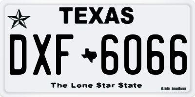TX license plate DXF6066