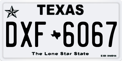 TX license plate DXF6067
