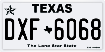 TX license plate DXF6068