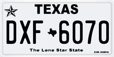 TX license plate DXF6070